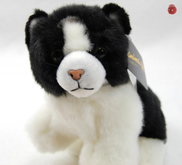 Hansa Toys ★ Plüschtier Katze stehend schwarz/weiß ★ Plüsch Katze 16 cm