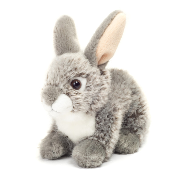 Plüschtier ★ grauer Hase sitzend ★ Plüsch Hase sitzend grau 18 cm