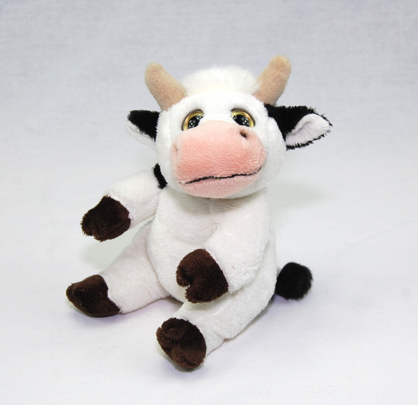 Kuh sitzend aus Plüsch mit großen Augen, Plüsch Kuh 15 cm