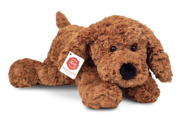 Schlenkerhund Plüschtier Hund liegend braun ★ Plüsch Hund liegend 28 cm