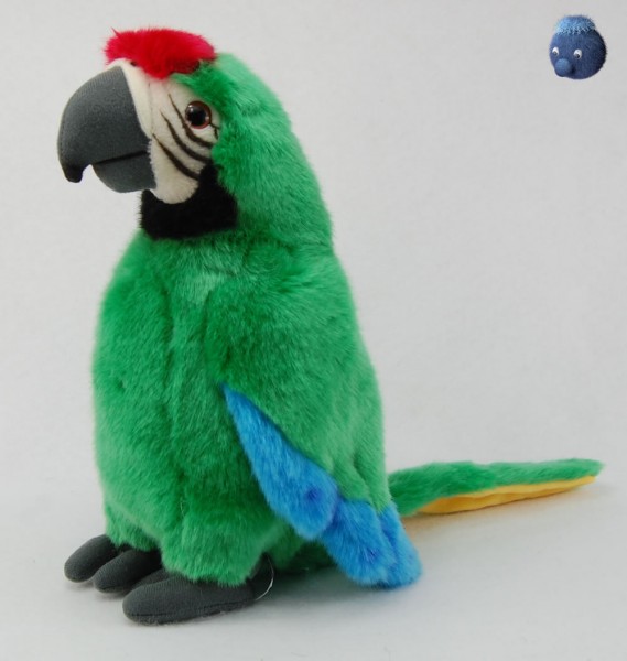 Papagei aus Plüsch, grün ★ Plüsch Papagei grün 28 cm 