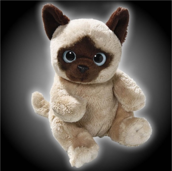 Siamkatze beige, braun sitzend aus Plüsch mit großen Augen, Plüsch Katze 15 cm- Kuscheltier CD-3052-04