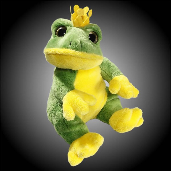 Frosch grün, gelb sitzend aus Plüsch mit großen grünen Augen, Plüsch Frosch 15 cm - Kuscheltier CD-3029-05