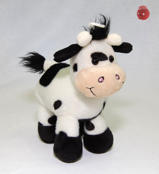 Plüschtier Kuh stehend mit Öse ★ Sehr Weich ★ Plüsch Kuh schwarz, weiß gefleckt 15 cm