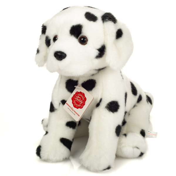 Plüsch Dalmatiner weiß, schwarz sitzend aus Plüsch ★ Plüsch Hund 23 cm