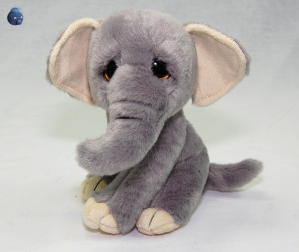Plüschtier Elefant ★ Spitzenqualität ★ Plüsch Elefant sitzend mit großen Augen 19 cm