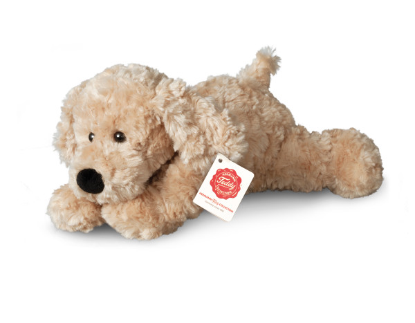 Schlenkerhund Plüschtier Hund liegend beige ★ Plüsch Hund liegend 28 cm